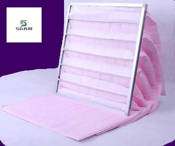 Melt Blown Synthetic 595mm Air Purifier Filters, F7 Bag Filter màu vàng